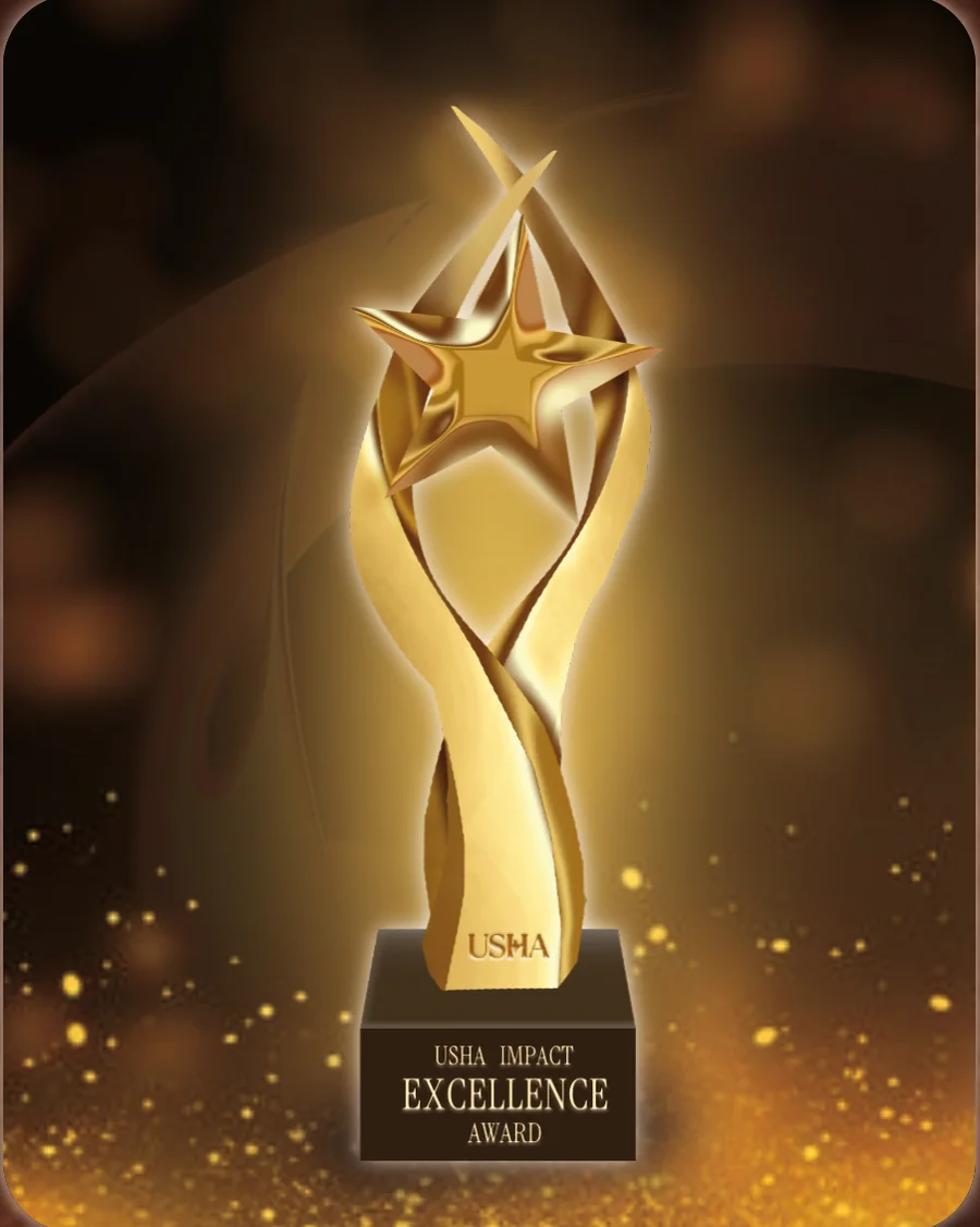 The USHA Impact Excellence Award trophy